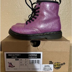 1460 glitter dark pink toddler girl size 10 doc martens used in great condition!